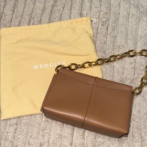 Wandler Tan Leather Shoulder Bag with Gold Chain